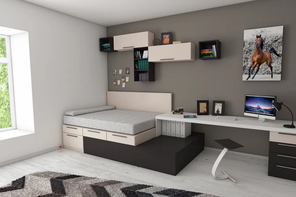 Apartment bed jigsaw puzzle